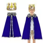 Königsumhang für Kinder mit Krone - Mittelalterliches Prinz Kostüm - Karneval & Halloween