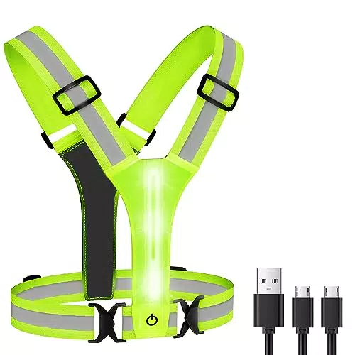DN DENNOV LED Warnweste, USB Wiederaufladbar Reflektorweste Fahrrad Laufweste Damen Herren Kinder Leuchtweste mit LED 3 Moder für Joggen Wandern Radfahren