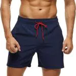 Domee Herren Badehose Boardshorts mit Taschen und Reißverschluss - Sommerstil in Navy Blau