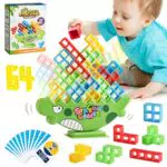 Tetra Tower Spiel - 48 Blöcke Tetris Tower Spiel für Kinder Erwachsene，Balance Team Tower Spiele Stapelspiele Creative Stack Attack Spielzeug Wackelturm Stapelturm