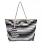 DonDon Badetasche XXL Familie Strandtasche Damen mit Reißverschluss Beach bag groß - gestreift schwarz weiß