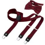DonDon Hosenträger und Fliege Set für Damen und Herren