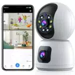 Sicuramente! Ecco il titolo ripulito e ottimizzato per la SEO:
Überwachungskamera mit Doppelobjektiv für Innenbereiche und WLAN, Babyphone mit Kamera, Hundekamera, PTZ-Kamera mit Bewegungsverfolgung, Farbnachtsicht und 2-Wege-Audio