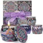 Duftkerzen Geschenk Set Chandellen Parfumées mit 4 Düften für Stress Relief Aromatherapie Soja Wachs Kerzen Geschenke für sie