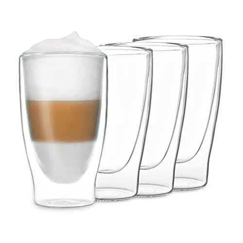DUOS Latte Macchiato Gläser Set 4x310ml, Doppelwandige Gläser Latte Macchiato