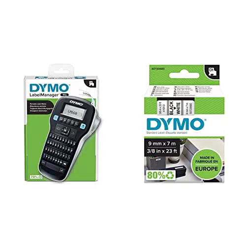 DYMO LabelManager 160 Tragbares Beschriftungsgerät für D1 Etiketten in 6 & Original D1-Etiettenband