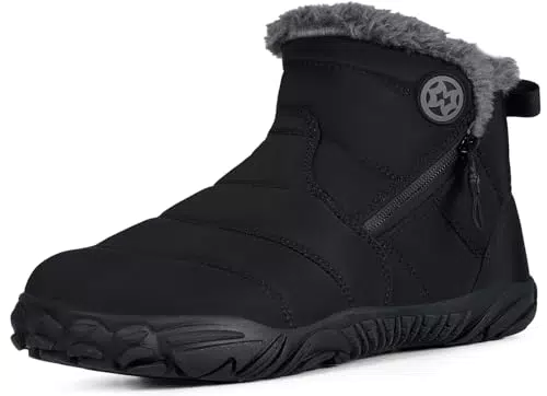 Winterschuhe Damen und Herren | Wasserdicht | Barfußschuhe Outdoor | Rutschfeste Sohle | Breite Zehen | Schwarz