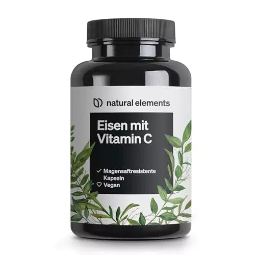 Eisen 20mg pro Kapsel mit 42mg natürlichem Vitamin C ﻿vegan