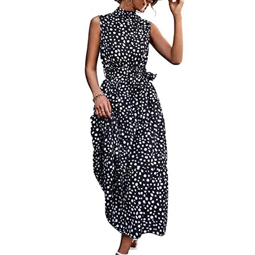 Sommerkleid Damen - Maxikleid Schulterfrei Gepunktet