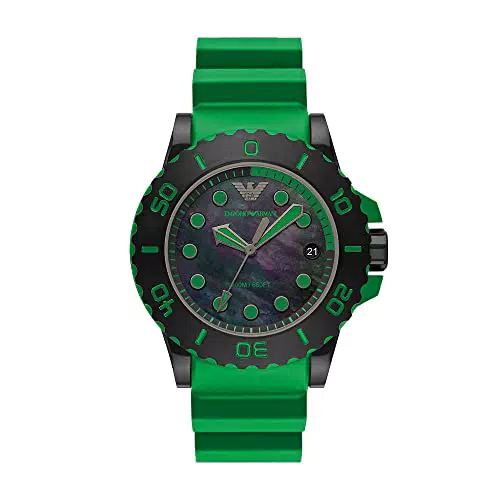 Emporio Armani Herrenuhr mit 3-Zeiger-Werk und Datum, Edelstahlgehäuse - Schwarz