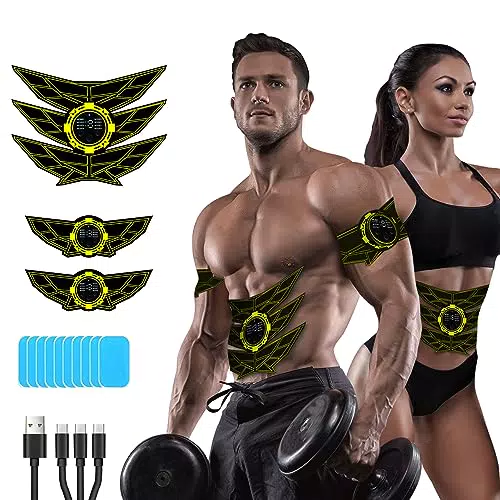 EMS Bauchmuskeltrainer - Effektives EMS Trainingsgerät für den Bauch, 8 Modi und 15 Intensitäten