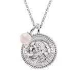 Engelsrufer Damen Halskette mit Löwe Sternzeichen Anhänger - Sterling Silber mit Zirkonia und Rosenquarz - 50cm Länge