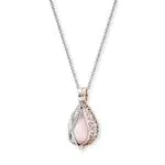 Engelsrufer Damen Halskette Himmelsträne aus Sterling Silber mit austauschbarem Kraftstein Anhänger Rosenquarz Bicolor - Karabinerverschluss - in drei Längen verstellbar - nickelfrei