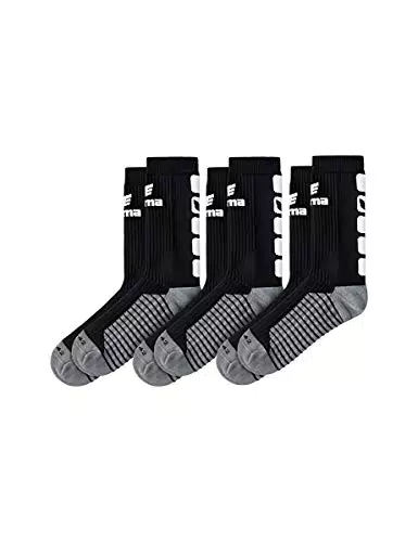 Erima Unisex Pakke med 3 klassisk 5-c Socken, Schwarz/Weiß