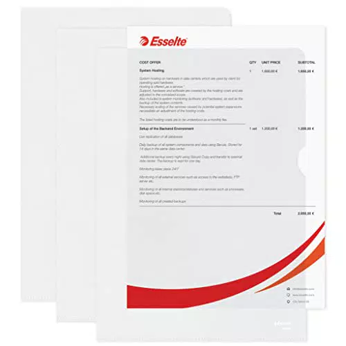 Esselte Sichthüllen-Set Standard Plus A4 Format PP-Folie 0,115 mm - 54832