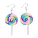 Regenbogen Lutscher Ohrringe aus Polymer Clay für Frauen und Mädchen