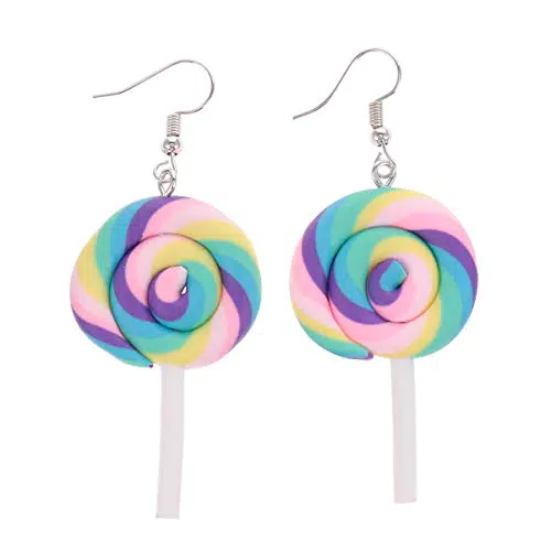 Regenbogen Lutscher Ohrringe aus Polymer Clay für Frauen und Mädchen
