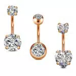 FECTAS 3er Bauchnabelpiercing 10mm Bauchpiercing Rosegold 14G Chirurgenstahl Piercing Bauchnabel Ring Damen Schmuck