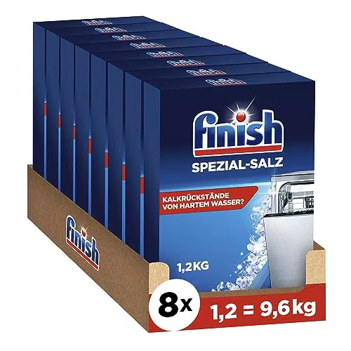 Finish Spezial-Salz Spülmaschinensalz zum Schutz vor Kalkablagerungen und Wasserflecken Multipack mit 8 x 1