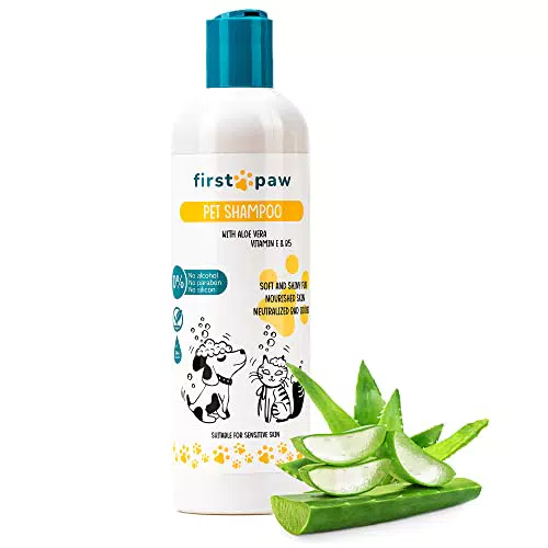 FIRSTPAW 300ml Pet Shampoo, Welpenshampoo, Hundeshampoo und Katzenshampoo mit Aloe Vera - Geeignet für Sensitive Haut