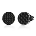 Flongo Ohrstecker Ohrringe Kohlefaser, 8mm Edelstahl Gestüt Stecker Kohlenstoff Carbon Fiber Kohlefaser Ohrringe Ohrhänger Schwarz Taper Fake Plug Tunnel Ohrstecker Herren Damen
