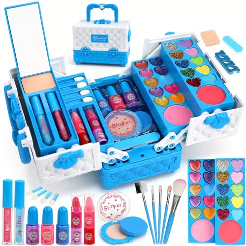"Flybay Kinderschminke Set für Mädchen: Schminkkoffer Spielzeug, Waschbares Schminkset für Kinder, Makeup-Set als Weihnachts- und Geburtstagsgeschenk, ab 4 Jahren"