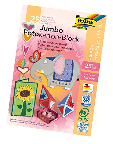 Folia 666 - Fotokartonblock Jumbo, ca. 24 x 34 cm - Ideal für kreative Bastelideen