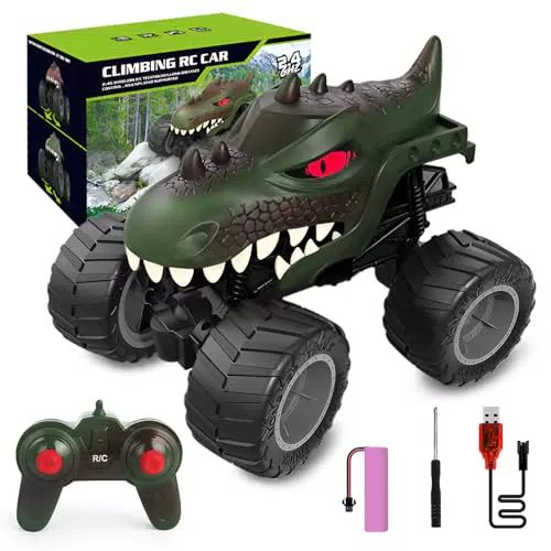 Ferngesteuertes Dinosaurier Auto - RC Monster Truck 1:16, All Terrain, 2.4 GHz Offroad Auto - Dinosaurier Spielzeug für Jungen 3-10 Jahre