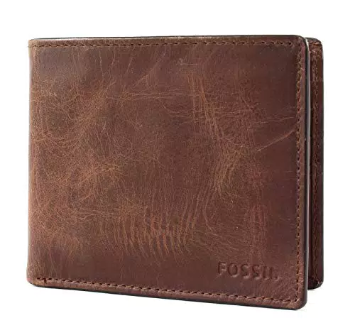 Fossil Brieftasche für Herren Derrick, Leder Bifold braun 11