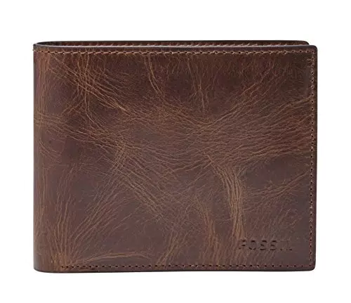 Fossil Herren Geldbörse Derrick aus Leder Bifold - Dunkelbraun