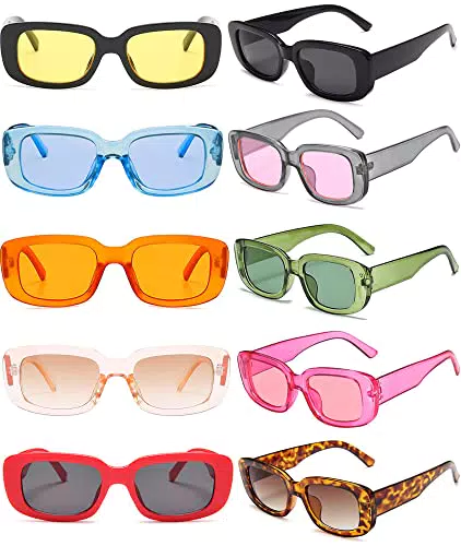 FSMILING 10 Stücke Vintage Rechteckige Sonnenbrille Set Für Damen