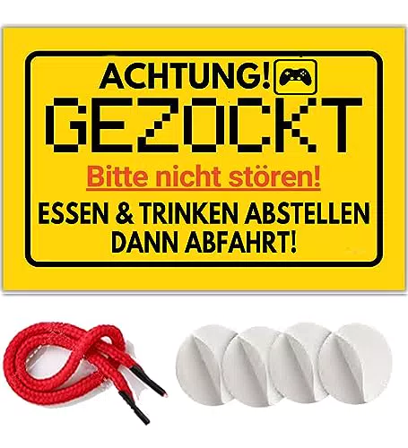 "Gaming Zimmer Deko Schild - Partydeko für Zocker - Geschenkidee für Gamer - Spielzimmer Deko - Türschild für Jugendzimmer"