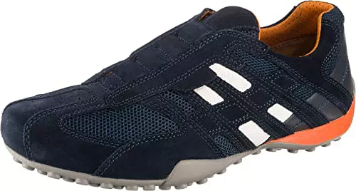 Geox Herren Uomo Snake L Sneakers, DK GREY/OFF WHITE