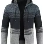 GLESTORE Herren Strickjacke Cardigan Hoodie Fleecejacke Feinstrick mit Stehkragen und Reißverschluss Wintermantel Sweatjacke Blau 2X