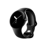 Google Pixel Watch Android-Smartwatch mit Aktivitätsaufzeichnung Smartwatch mit Herzfrequenz-Tracker Edelstahlgehäuse in Matte Black mit Sportarmband in Obsidian