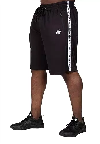 Gorilla Wear Reydon Mesh Shorts 2.0 - schwarz - Kurze Hose Short mit Logo zum Sport Alltag Freizeit atmungsaktiv bequem bewegungsfreiheit Workout Training aus Polyester