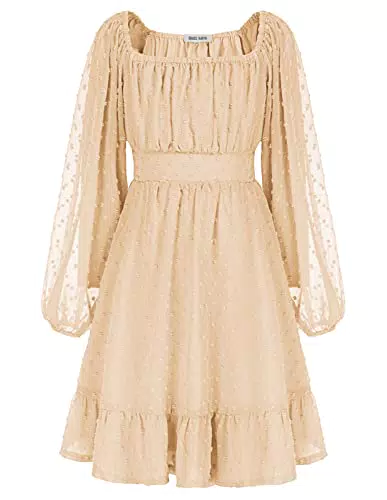 A-Linie Kleid Festlich Kleider Swiss Dot Elastisch Herbst Mädchenkleid Cl1575-01_07Y