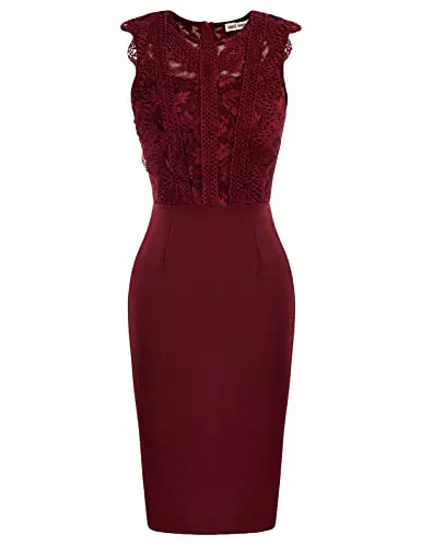 GRACE KARIN Damen Business Spitzen Kleid ärmellos festlich Vintage Party Kleid CL0953-03_0XL