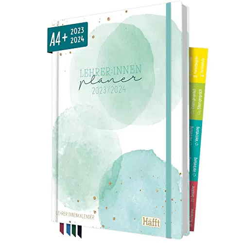 Lehrer-Planer 2023/2024 A4+ Hardcover - Lehrerkalender Schuljahresplaner mit Stickern - Nachhaltig & klimaneutral planen