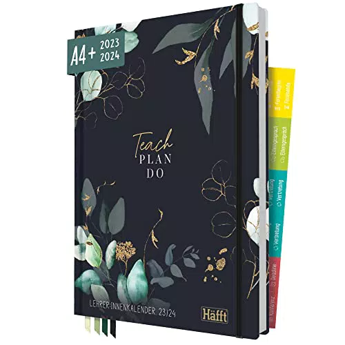 Lehrer-Planer 2023/2024 A4+ Hardcover Lehrerkalender mit Sprüchen und Stickern - Nachhaltig und smart durchs Schuljahr.