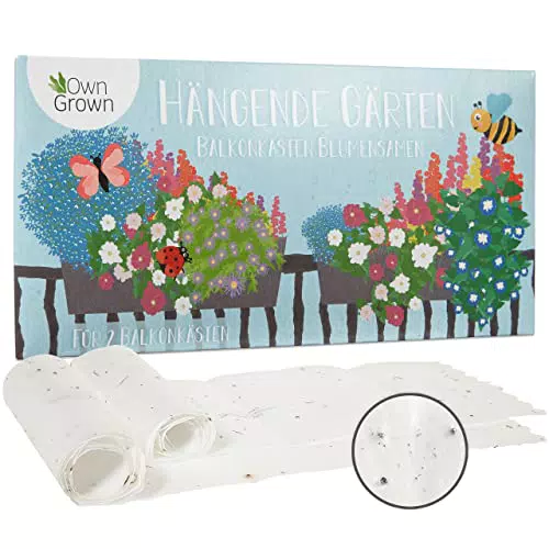 OwnGrown Bunter Balkon Blumenmischung - 2 Premium Saatteppiche für Balkon Blumen zum einfachen Anbau