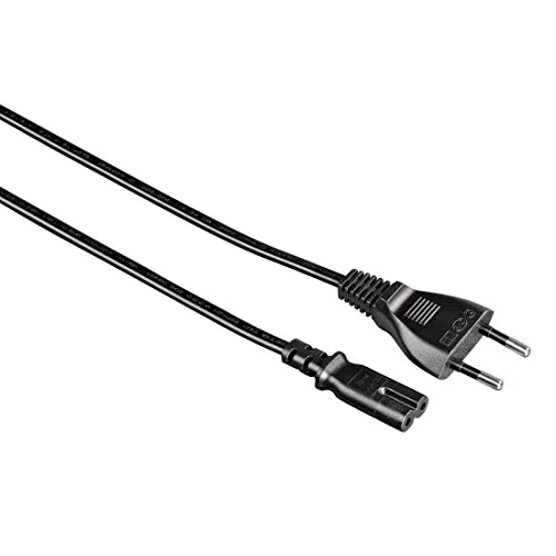 Hama Euro-Netzkabel 2-polig 1,5m gerade - Stromkabel Schwarz