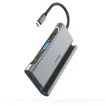 Hama USB C Hub Dockingstation mit 7 Ports und Tablethalterung - Multiport Adapter für Büro und Homeoffice