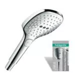 Hansgrohe Raindance Select E - Duschkopf mit 3 Strahlarten, eckig, Chrom