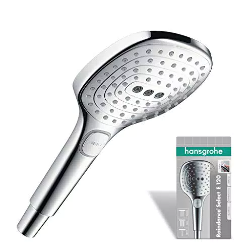 Hansgrohe Raindance Select E - Duschkopf mit 3 Strahlarten, eckig, Chrom