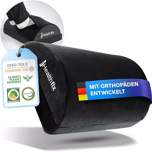 "Healthfix® Ergonomische Fußstütze für Schreibtisch | Höhenverstellbar mit flauschiger Fußtasche | Ideal für Büro und Homeoffice"