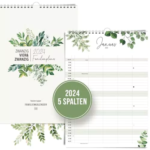 Heaven+Paper Familienplaner 2024 A3 - XXL Familienkalender Eukalyptus - Jahreskalender 2024 Wandkalender - Made in Germany