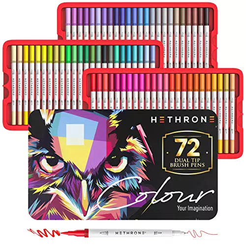 Hethrone Filzstifte Set für Erwachsene - Pinselstifte mit 72 Farben