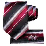Hi-Tie Schwarze Krawatten Red Dot Seidenkrawatte Taschentuch Manschettenknöpfe Formelle Party Gathering Formelle Krawatten