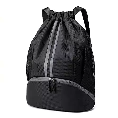 Sportrucksack mit Kordelzug und Schuhfach für Fußball - Wasserdichter Schwimmbeutel